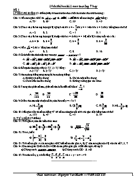 10 Đề thi học kỳ 1 Toán 7